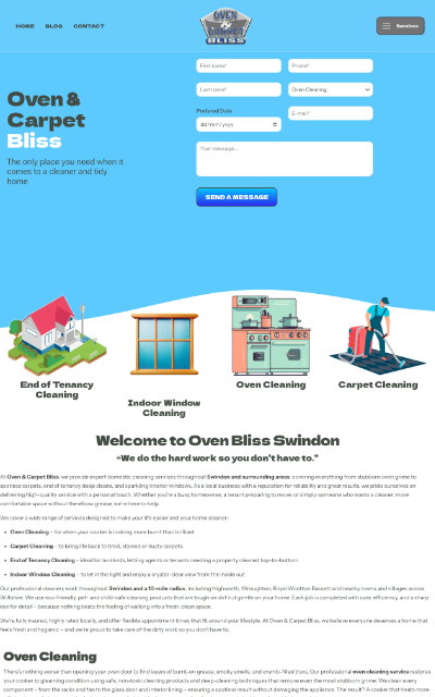 Website screenshot — Oven Bliss