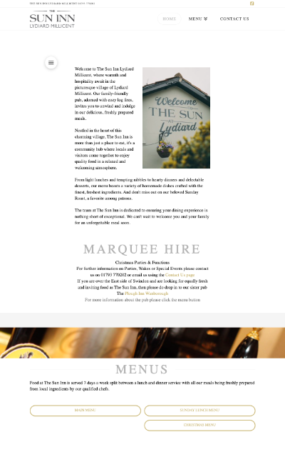Website screenshot — The Sun Inn